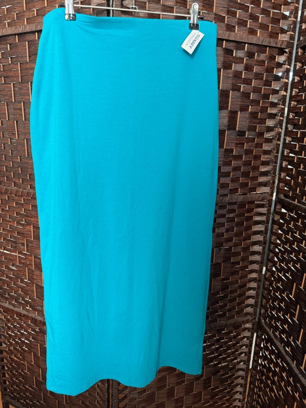 NWT Old Navy Teal Blue green aqua cotton  Midi Skirt elastic waist sz L summer